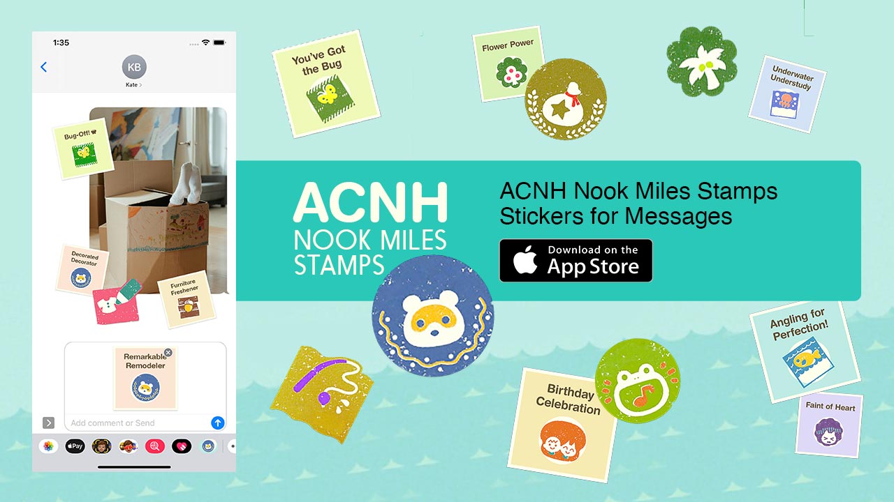 (ACNH Nook Miles Stamps — Stickers for Messages)
