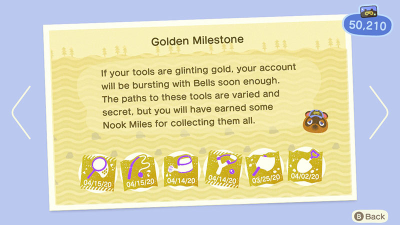 (Animal Crossing NH Golden Milestone Card Image)