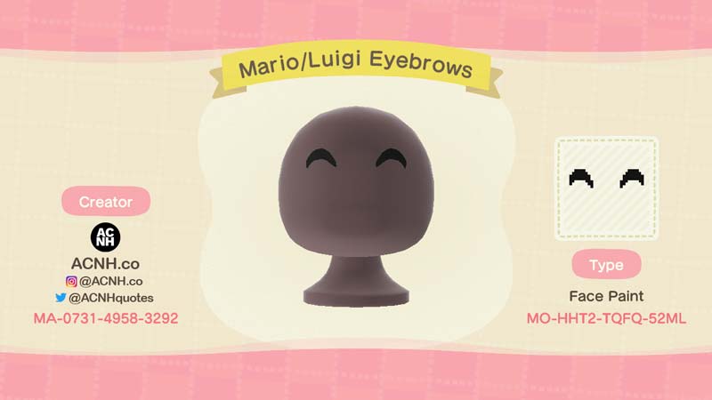 (Mario and Luigi Eyebrows Face Paint Design Code Image)