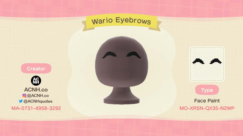 (Wario Eyebrows Face Paint Design Code Image)