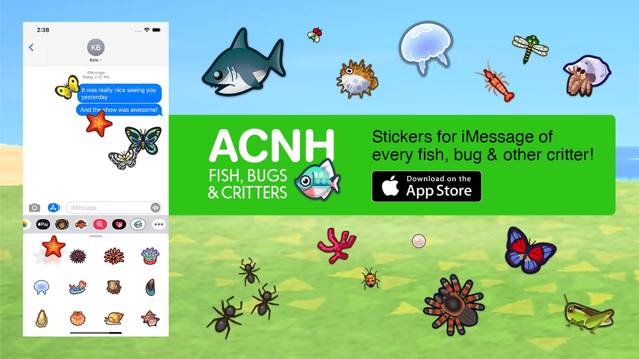 (ACNH Fish, Bugs & Critters — Stickers for iMessage)